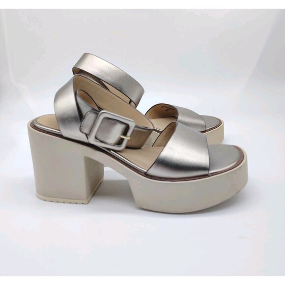 Naked Feet Iconoclast Platform Sandals Chunky Womens Size 6 M Metallic Open - Picture 3 of 12